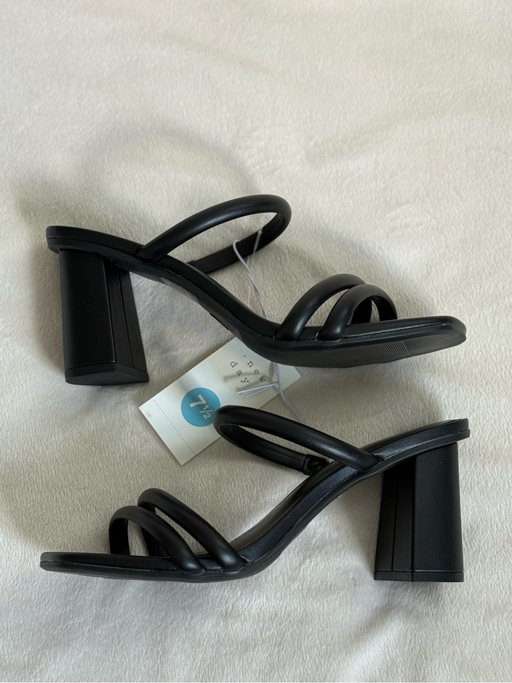 NEW- A New Day Black Triple-Strap Block Heel Sandals